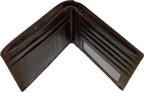 Arrigo Heren Billfold Portemonnee Plat Model in Donkerbruin Rundleer - Arrigo.nl