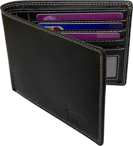Arrigo Heren Billfold Portemonnee Plat Model in Zwart Buffelleer - Arrigo.nl