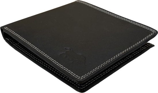 Arrigo Heren Billfold Portemonnee Plat Model in Zwart Buffelleer - Arrigo.nl