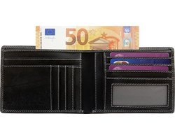 Arrigo Heren Billfold Portemonnee Plat Model in Zwart Buffelleer - Arrigo.nl