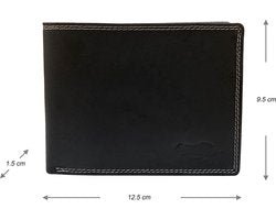 Arrigo Heren Billfold Portemonnee Plat Model in Zwart Buffelleer - Arrigo.nl