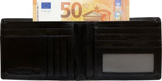 Arrigo Heren Billfold Portemonnee Plat Model in Zwart Rundleer - Arrigo.nl