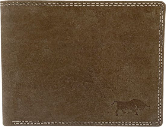 Arrigo Heren Billfold Portemonnee Plat Model van Cognackleurig Buffelleer - Arrigo.nl