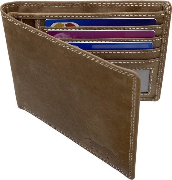 Arrigo Heren Billfold Portemonnee Plat Model van Cognackleurig Buffelleer - Arrigo.nl