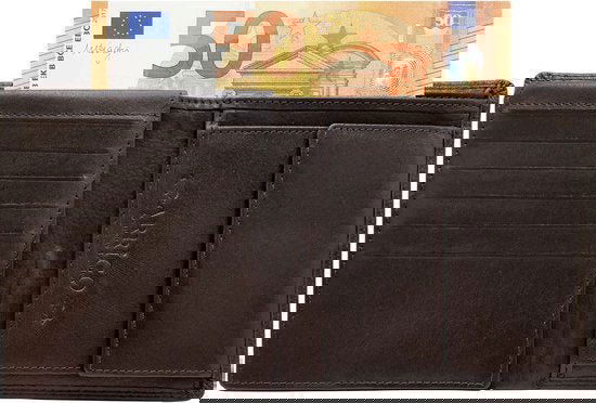 Arrigo Heren Billfold Portemonnee met Muntgeldvak in Donkerbruin Leer - Arrigo.nl