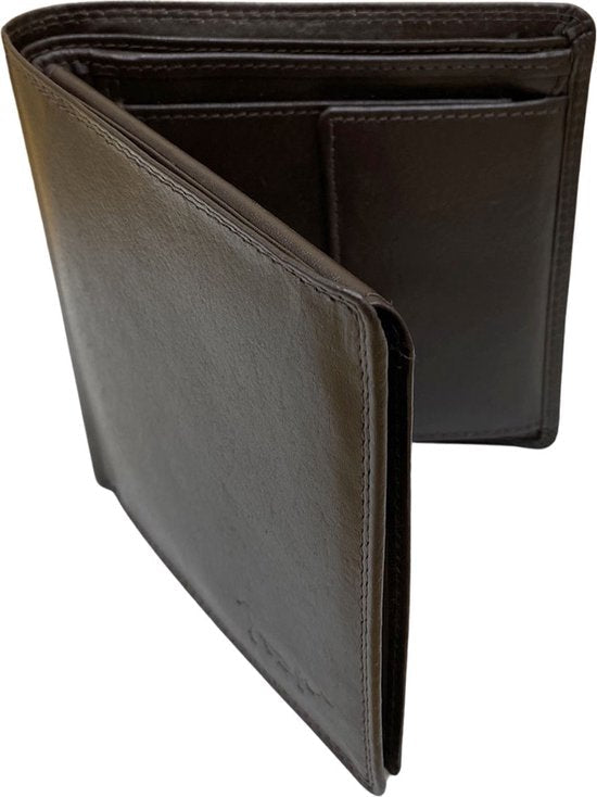 Arrigo Heren Billfold Portemonnee met Muntgeldvak in Donkerbruin Leer - Arrigo.nl