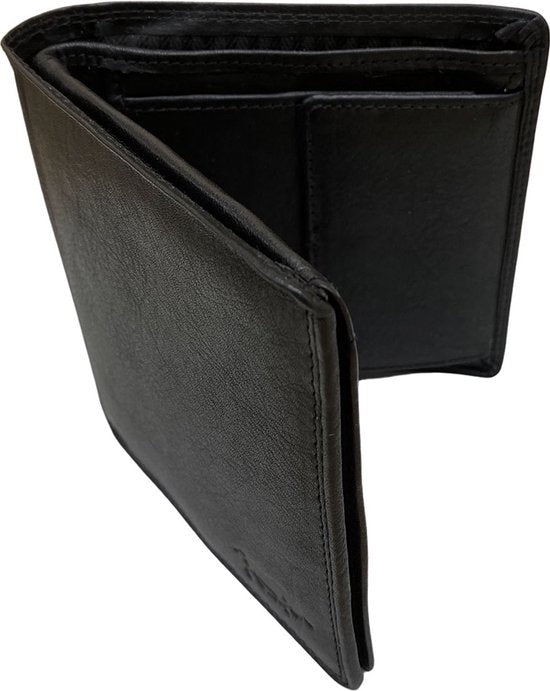 Arrigo Heren Billfold Portemonnee met Muntgeldvak in Zwart Leer - Arrigo.nl