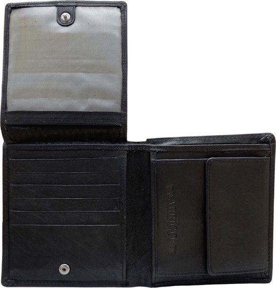 Arrigo Heren Billfold Portemonnee met Muntgeldvak in Zwart Leer - Arrigo.nl