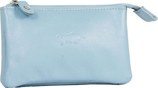 Arrigo Leren Sleuteletui - Lichtblauw met Rits en Sleutelringen - Arrigo.nl