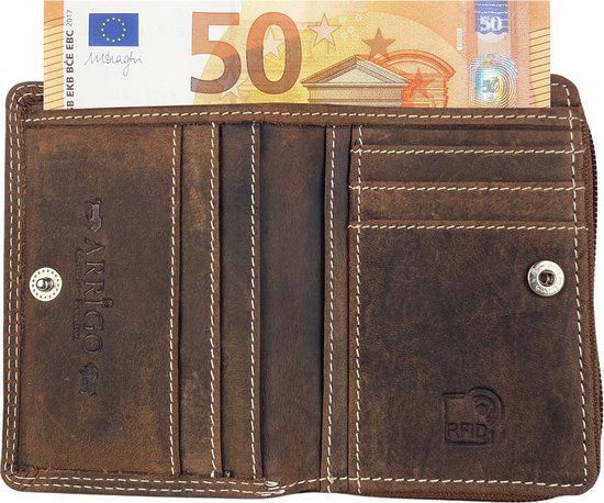 Arrigo RFID ritsportemonnee van cognackleurig buffelleer voor dames en heren - Arrigo.nl