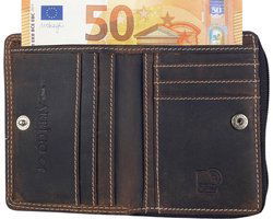 Arrigo RFID ritsportemonnee van donkerbruin buffelleer voor dames en heren - Arrigo.nl