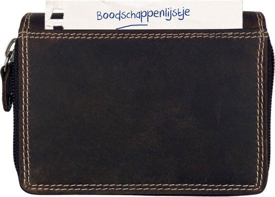 Arrigo RFID ritsportemonnee van donkerbruin buffelleer voor dames en heren - Arrigo.nl