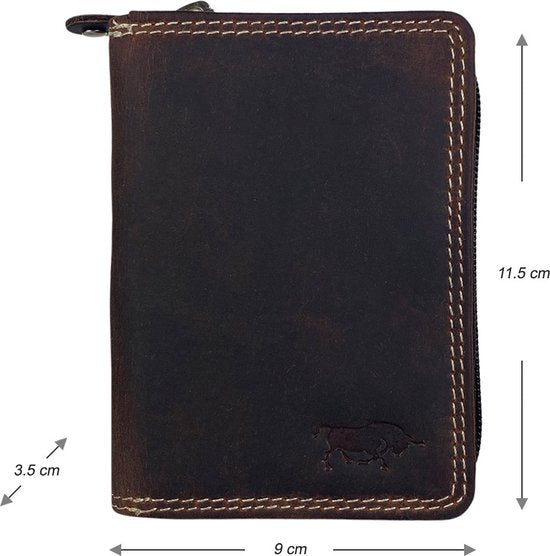 Arrigo RFID ritsportemonnee van donkerbruin buffelleer voor dames en heren - Arrigo.nl