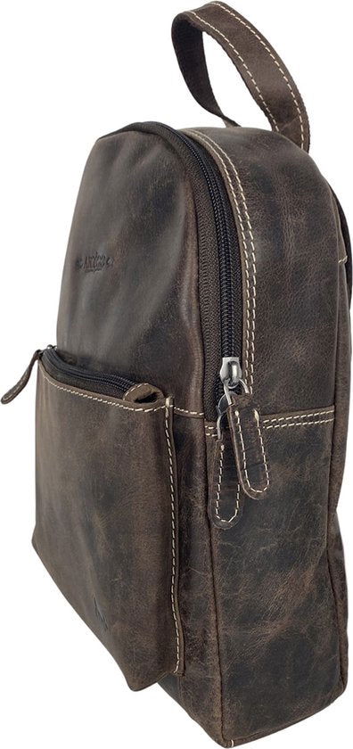 Arrigo Rugzak dames klein leren rugzak buffelleer donkerbruin - Arrigo Leather Goods