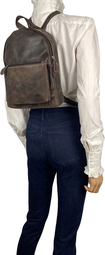 Arrigo Rugzak dames klein leren rugzak buffelleer donkerbruin - Arrigo Leather Goods