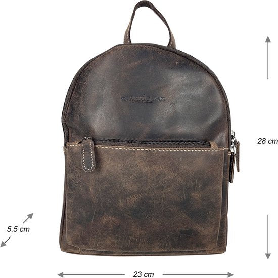 Arrigo Rugzak dames klein leren rugzak buffelleer donkerbruin - Arrigo Leather Goods