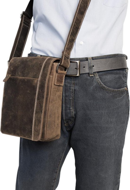 Arrigo Schoudertas buffelleer crossbody tas Cognac - Arrigo Leather Goods