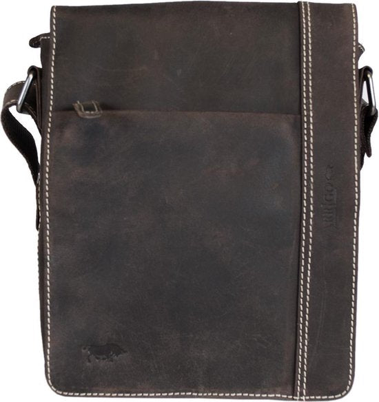 Arrigo Schoudertas buffelleer crossbody tas donkerbruin - Arrigo Leather Goods