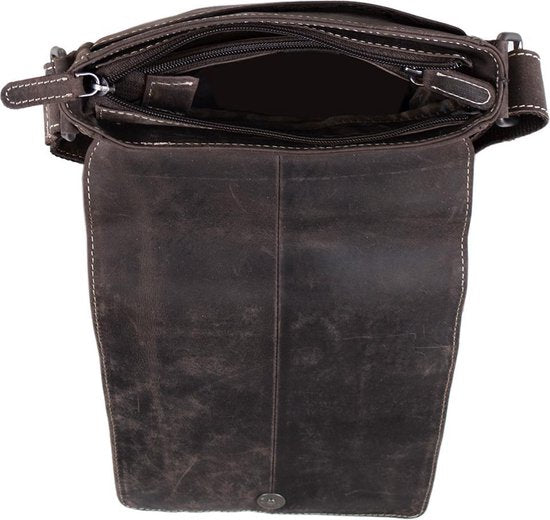 Arrigo Schoudertas buffelleer crossbody tas donkerbruin - Arrigo Leather Goods