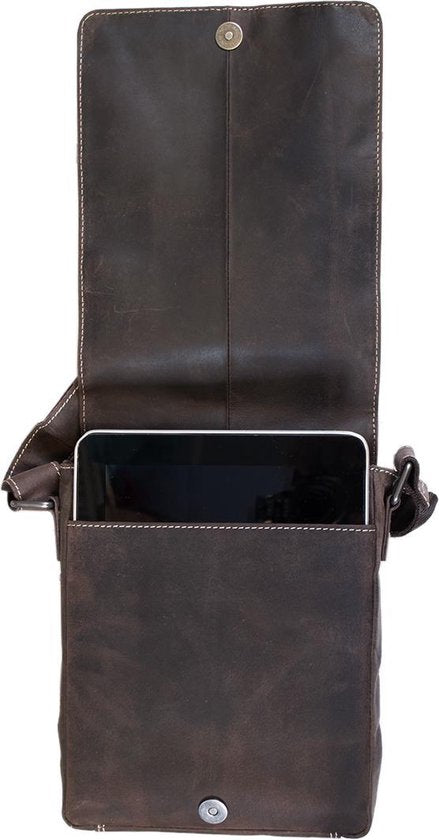 Arrigo Schoudertas buffelleer crossbody tas donkerbruin - Arrigo Leather Goods