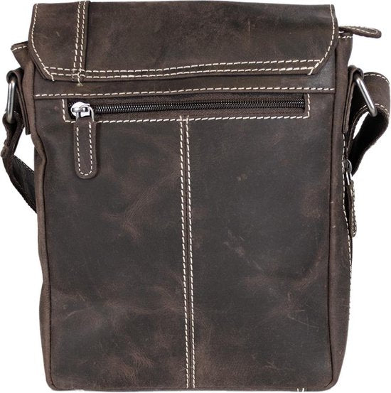 Arrigo Schoudertas buffelleer crossbody tas donkerbruin - Arrigo Leather Goods