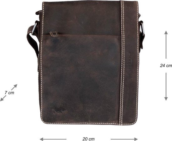 Arrigo Schoudertas buffelleer crossbody tas donkerbruin - Arrigo Leather Goods