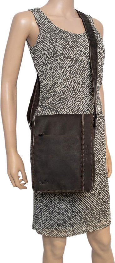 Arrigo Schoudertas buffelleer crossbody tas donkerbruin - Arrigo Leather Goods