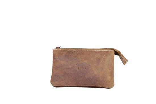 Arrigo Sleuteletui - Vintage Cognac Leer met Rits en Sleutelringen - Arrigo.nl