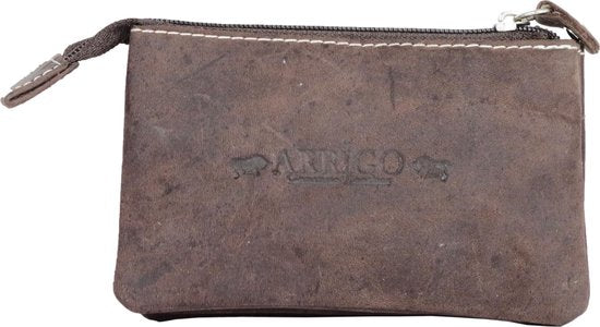 Arrigo Sleuteletui - Vintage Donkerbruin Leer met Rits en Sleutelringen - Arrigo.nl