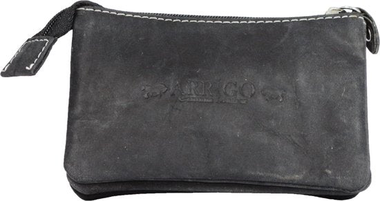Arrigo Sleuteletui - Vintage Zwart Leer met Rits en Sleutelringen - Arrigo.nl