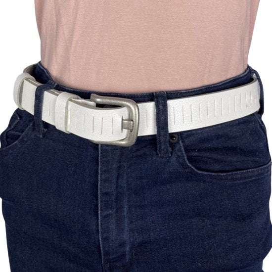 Arrigo Witte Geperforeerde Gaatjesriem - 4 cm breed - Arrigo.nl