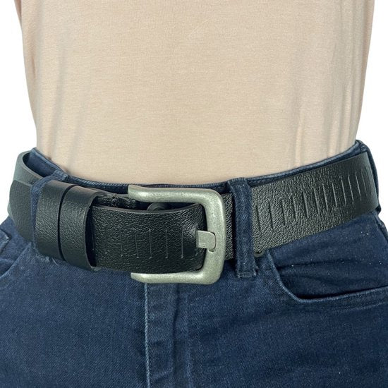 Arrigo Zwarte Geperforeerde Gaatjesriem - 4 cm breed - Arrigo.nl