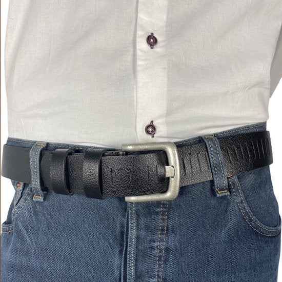 Arrigo Zwarte Geperforeerde Gaatjesriem - 4 cm breed - Arrigo.nl