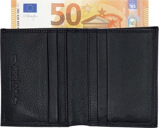 Arrigo Zwarte Leer Creditcardhouder en Pasjeshouder met Briefgeldvak - Arrigo.nl