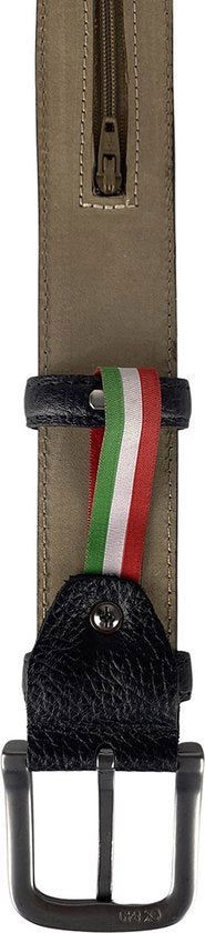 Arrigo Zwarte Leren Riem met Rits - 4 cm breed - Arrigo.nl