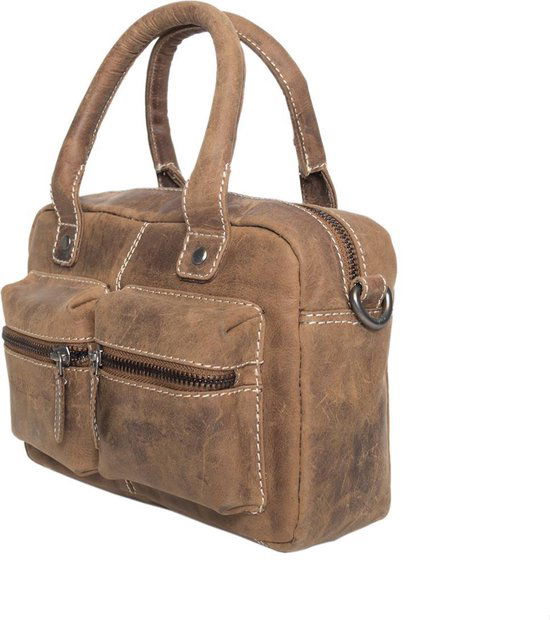 Arrigo dames klein schoudertasje mini westernbag buffelleer cognac - Arrigo.nl