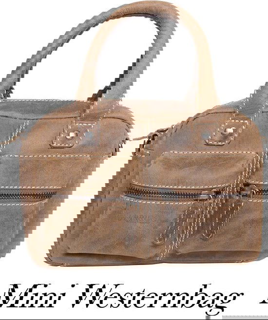 Arrigo dames klein schoudertasje mini westernbag buffelleer cognac - Arrigo.nl