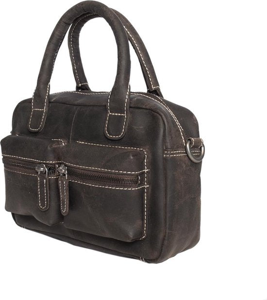 Arrigo dames klein schoudertasje mini westernbag buffelleer donkerbruin - Arrigo.nl