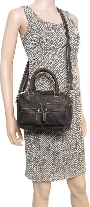 Arrigo dames klein schoudertasje mini westernbag buffelleer donkerbruin - Arrigo.nl