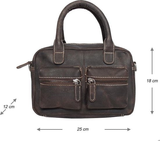 Arrigo dames klein schoudertasje mini westernbag buffelleer donkerbruin - Arrigo.nl