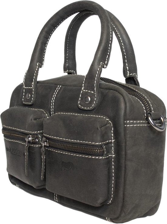 Arrigo dames klein schoudertasje mini westernbag buffelleer zwart - Arrigo.nl