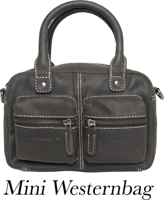 Arrigo dames klein schoudertasje mini westernbag buffelleer zwart - Arrigo.nl