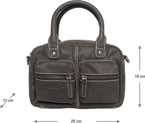 Arrigo dames klein schoudertasje mini westernbag buffelleer zwart - Arrigo.nl