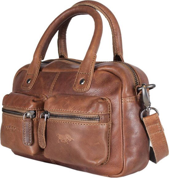 Arrigo dames klein schoudertasje mini westernbag leer cognac - Arrigo.nl
