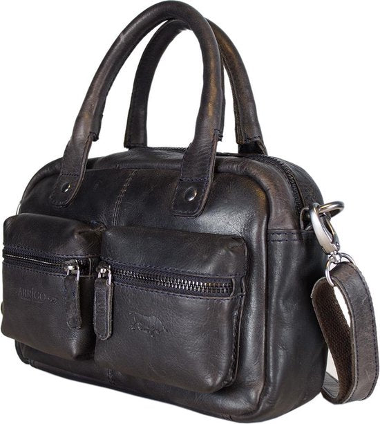 Arrigo dames klein schoudertasje mini westernbag leer donkerblauw - Arrigo.nl