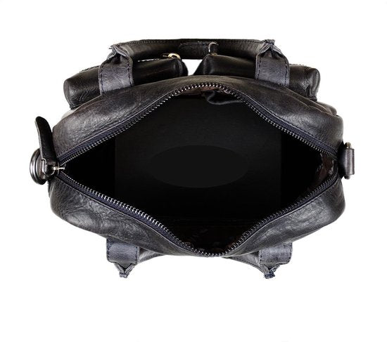 Arrigo dames klein schoudertasje mini westernbag leer donkerblauw - Arrigo.nl