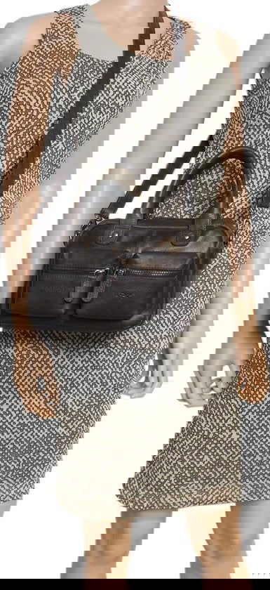 Arrigo dames klein schoudertasje mini westernbag leer donkerblauw - Arrigo.nl