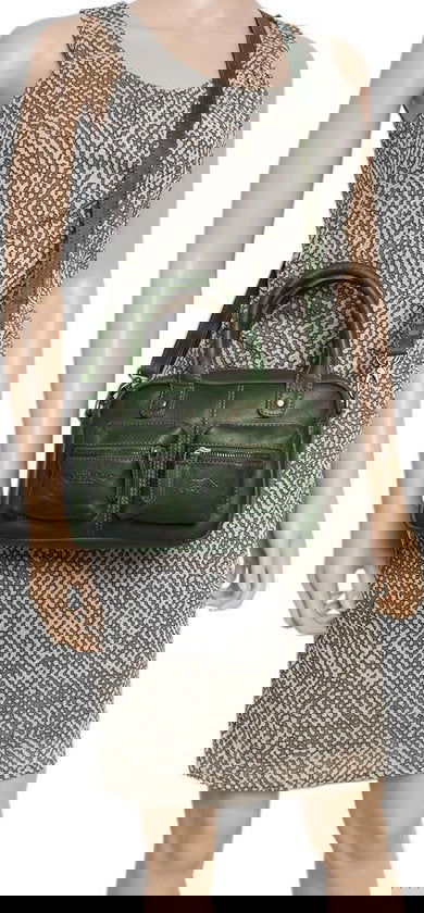 Arrigo dames klein schoudertasje mini westernbag leer groen - Arrigo.nl