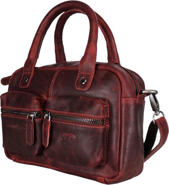 Arrigo dames klein schoudertasje mini westernbag leer rood - Arrigo.nl