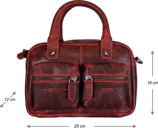 Arrigo dames klein schoudertasje mini westernbag leer rood - Arrigo.nl